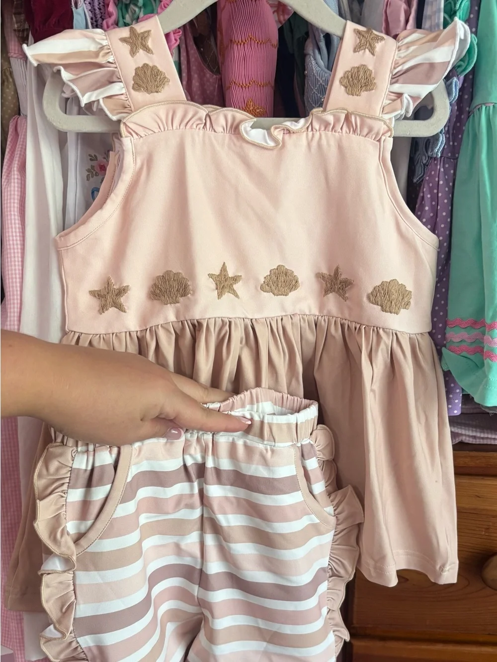 Kids Pink Ruffle Seashell Matching Set - Brand: